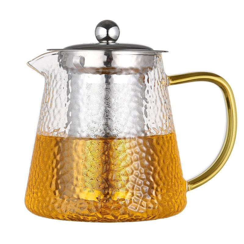 Extra Thick Glass Teapot Transparent Large Tea Infuser Stainless Steel Filter Heat-resistant Flowers And Plants