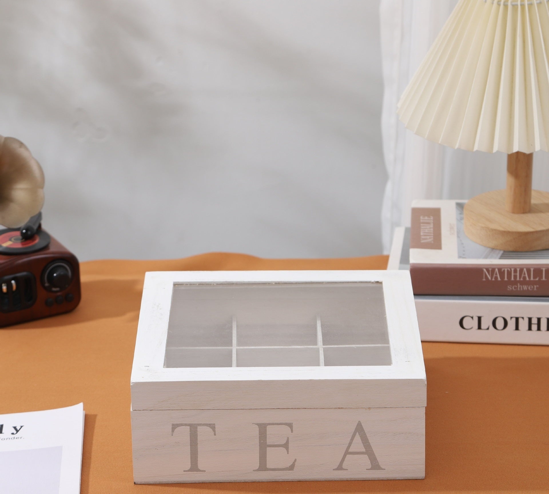 Wooden Multi-grid Coffee Storage With Transparency Cover Storage Box