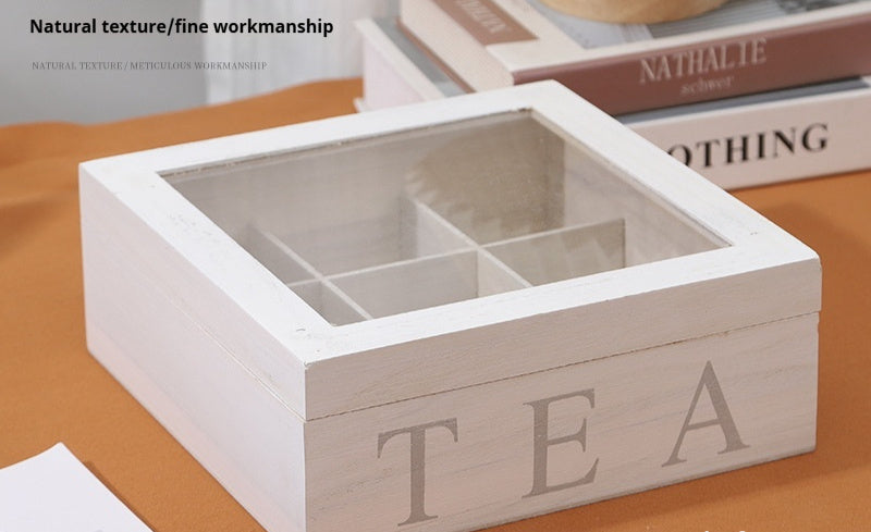 Wooden Multi-grid Coffee Storage With Transparency Cover Storage Box