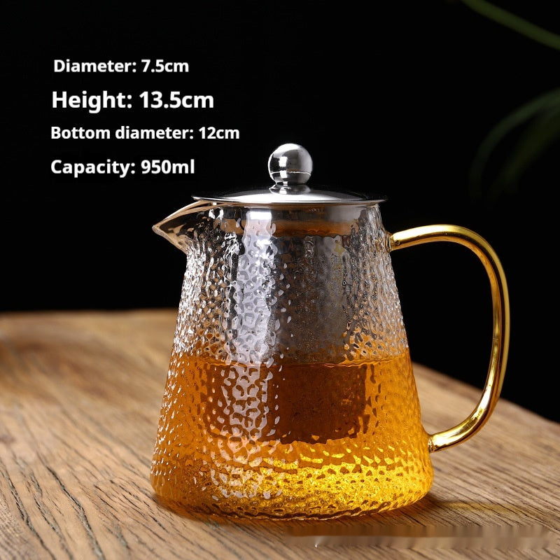 Extra Thick Glass Teapot Transparent Large Tea Infuser Stainless Steel Filter Heat-resistant Flowers And Plants