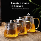Extra Thick Glass Teapot Transparent Large Tea Infuser Stainless Steel Filter Heat-resistant Flowers And Plants