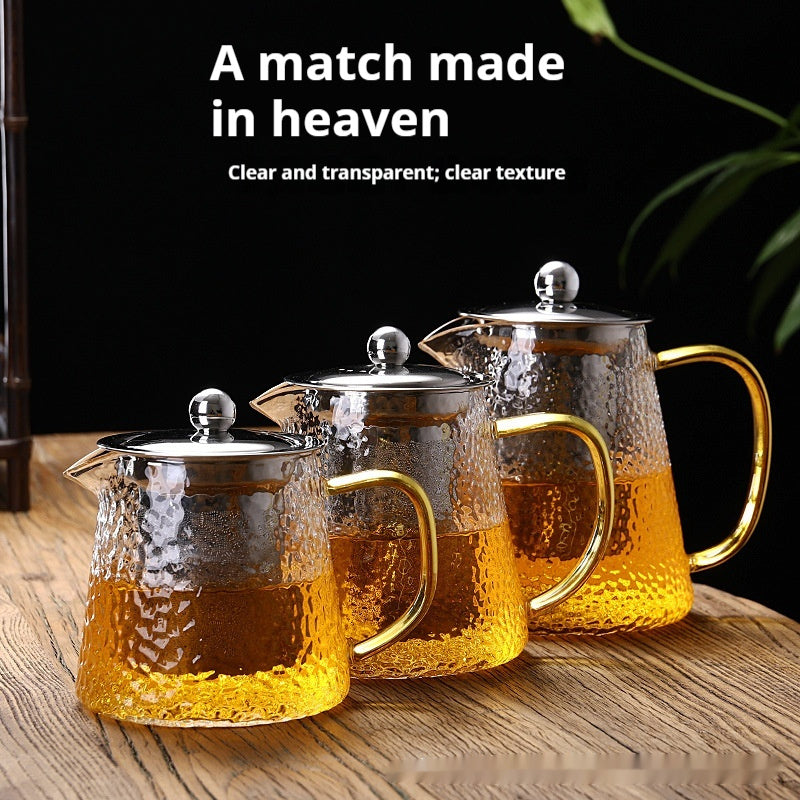 Extra Thick Glass Teapot Transparent Large Tea Infuser Stainless Steel Filter Heat-resistant Flowers And Plants