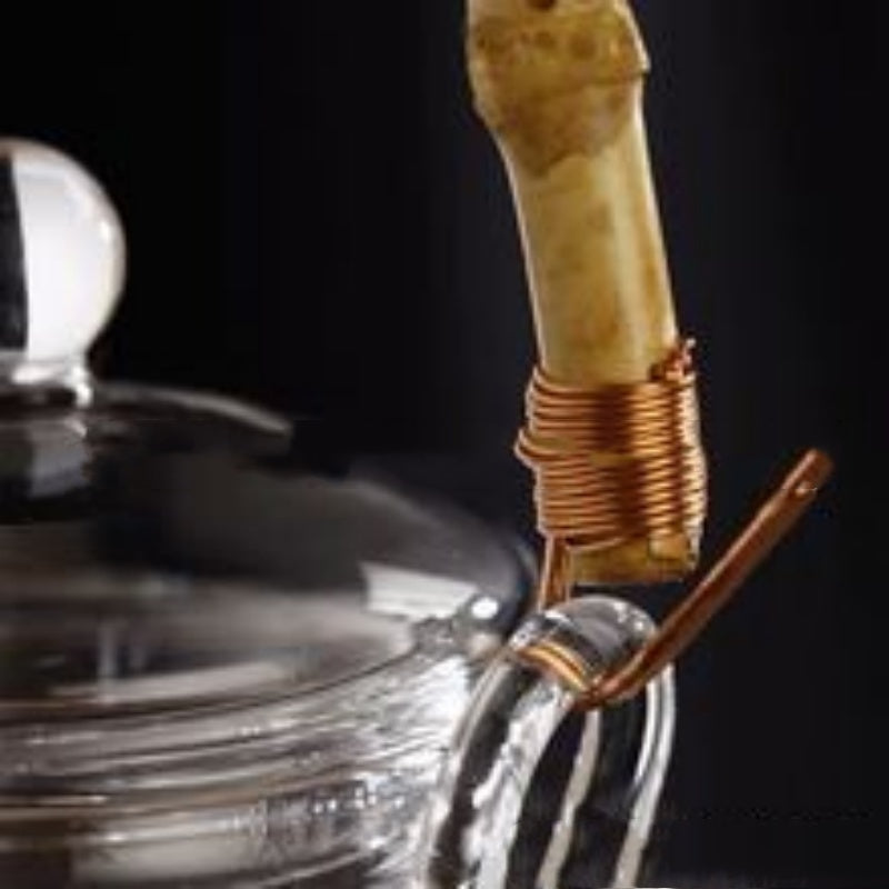 Bamboo Joint Lifting Handle Glass Pot Teapot Tea Infuser Direct Open Flame