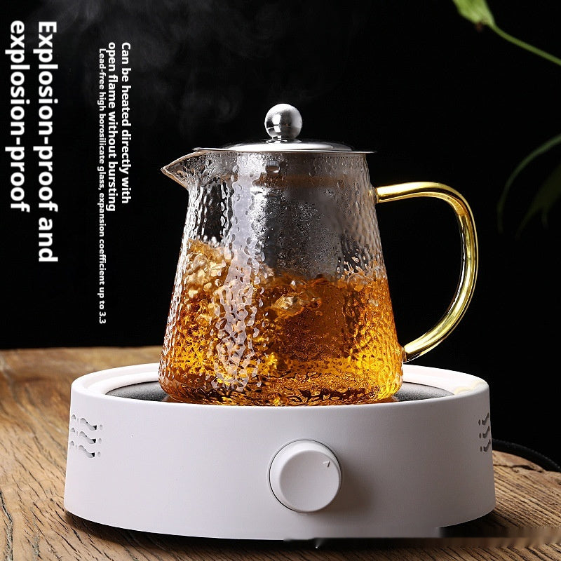 Extra Thick Glass Teapot Transparent Large Tea Infuser Stainless Steel Filter Heat-resistant Flowers And Plants