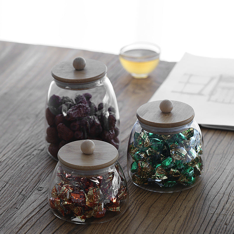 Hammered Glass Tea Sealed Cans Household Transparent Food Storage Box