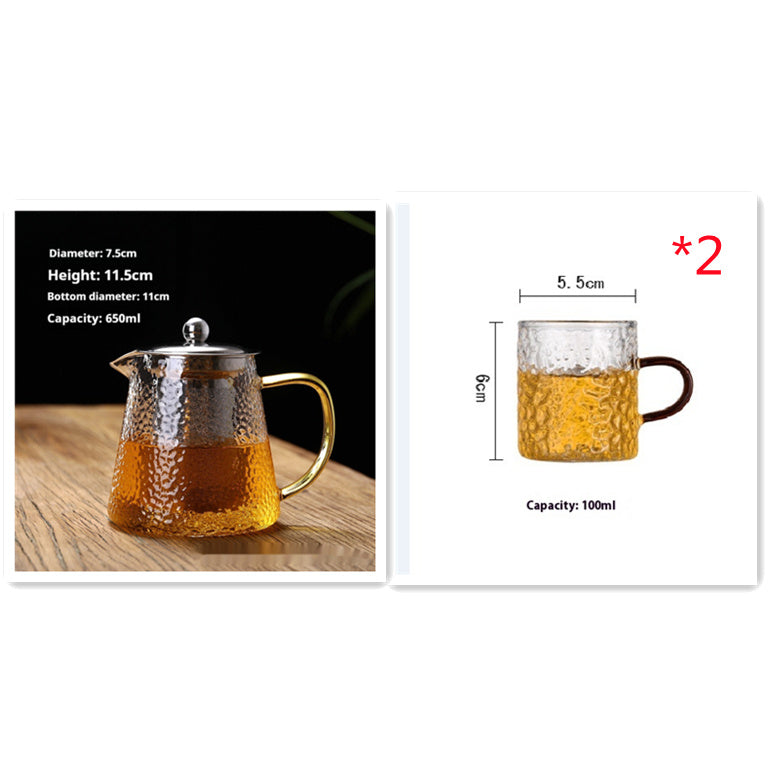Extra Thick Glass Teapot Transparent Large Tea Infuser Stainless Steel Filter Heat-resistant Flowers And Plants