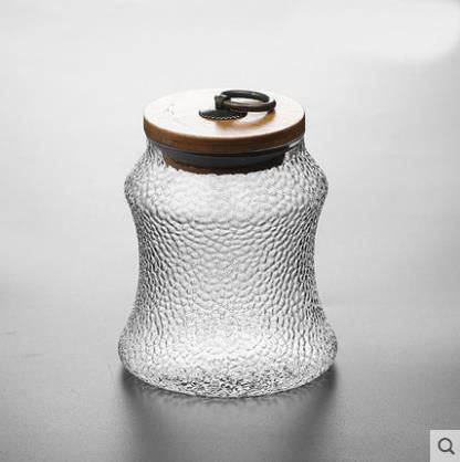 Hammered Glass Tea Sealed Cans Household Transparent Food Storage Box