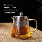 Extra Thick Glass Teapot Transparent Large Tea Infuser Stainless Steel Filter Heat-resistant Flowers And Plants