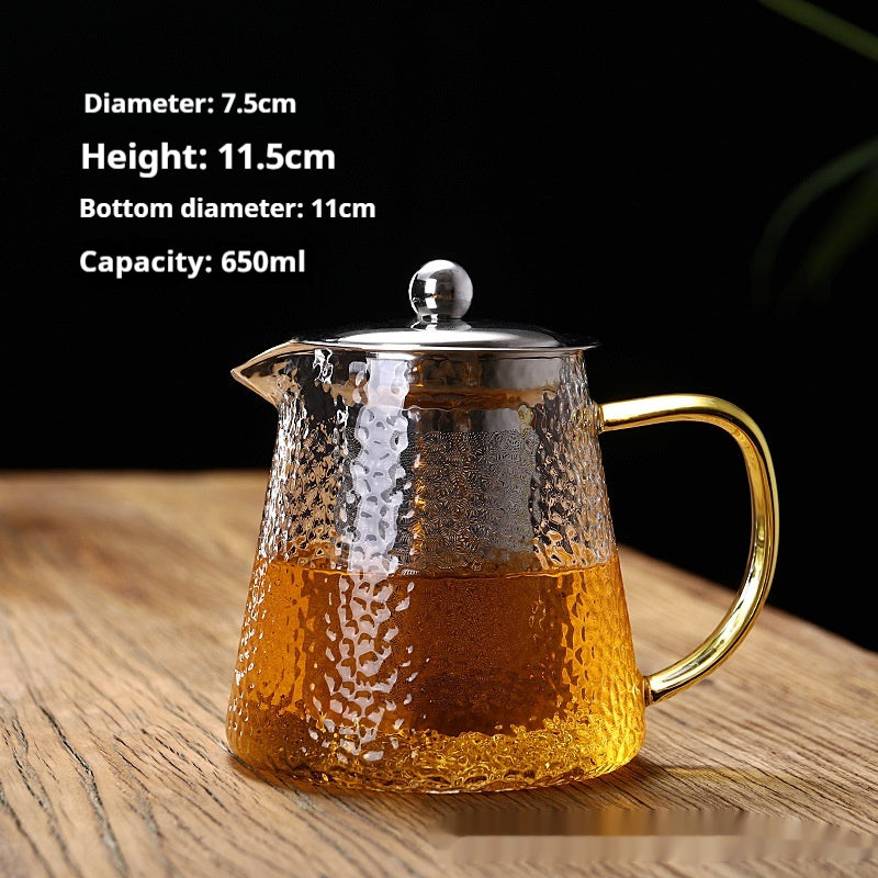 Extra Thick Glass Teapot Transparent Large Tea Infuser Stainless Steel Filter Heat-resistant Flowers And Plants