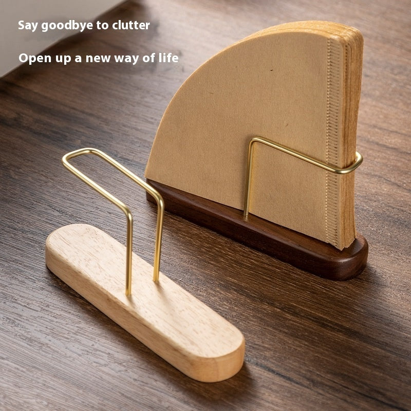 Solid Wood Coffee Filter Paper Holder Vertical Storage Rack