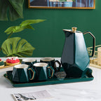 Gold Traced Ceramic Cooling Kettle Tea Set